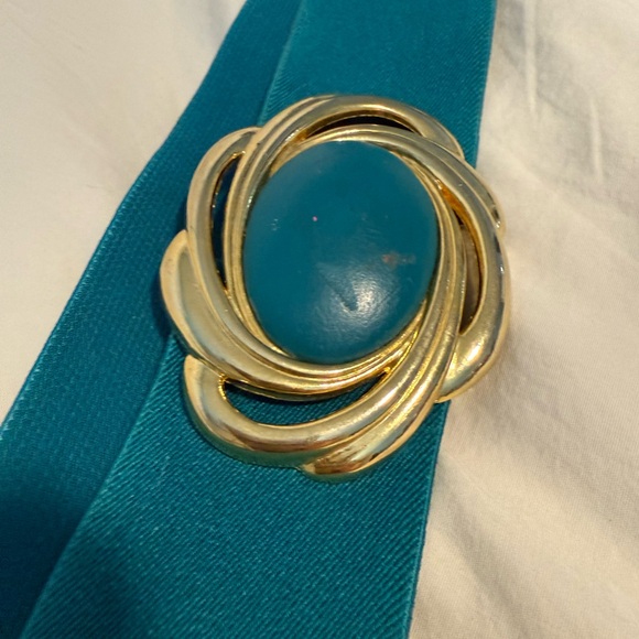 Vintage Teal and Gold Women's Belt - Picture 1 of 3